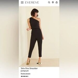 NWT Payton Jensen Talia One Shoulder Jumpsuit Black Sz Medium Evereve